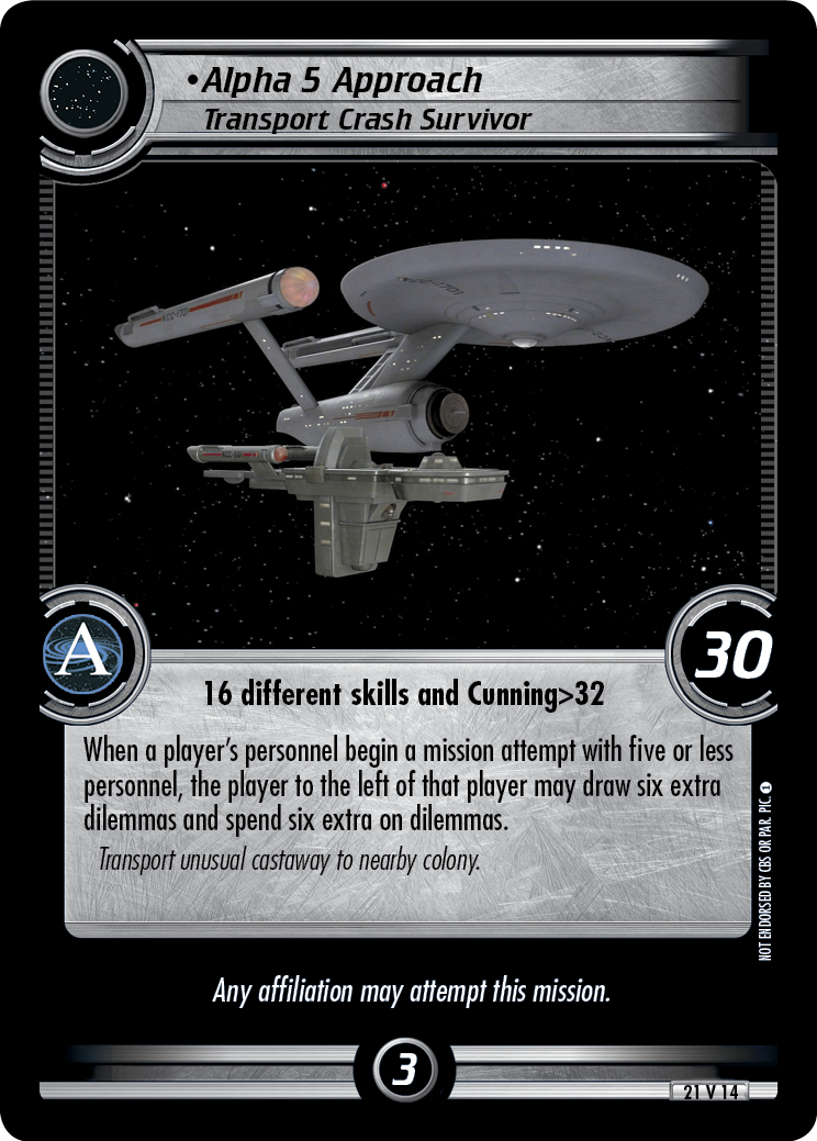 Alpha 5 Approach, Transport Crash Survivor (Errata version) Alpha 5 Approach, Transport Crash Survivor